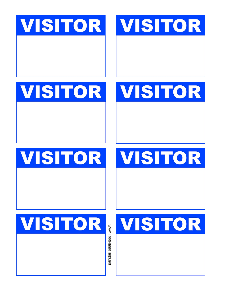 Blank Blue Visitor Badge Template Download Printable PDF Regarding Visitor Badge Template Word