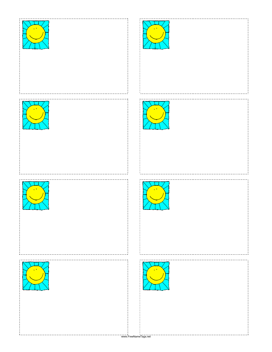 Smiling Sun Name Tag Template Preview Image