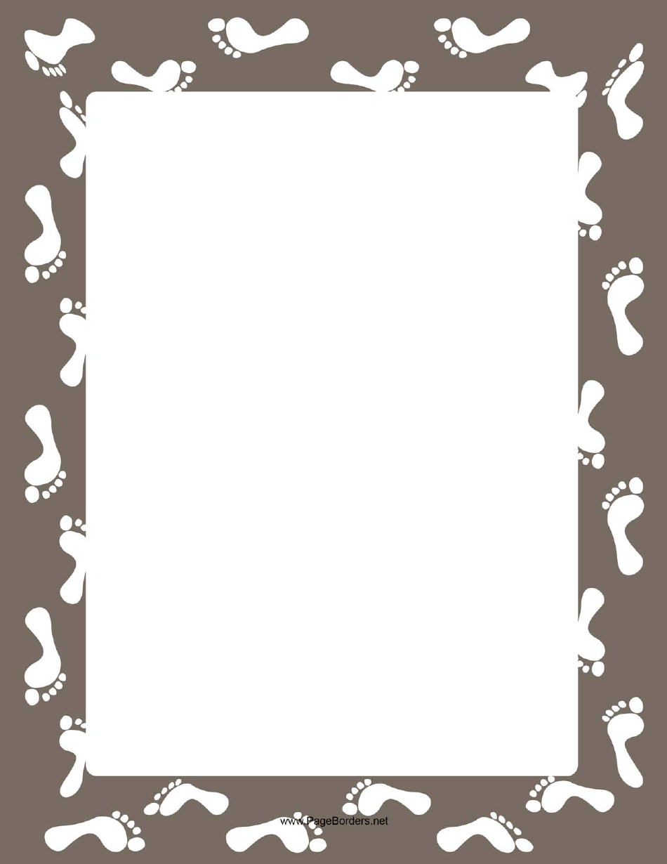 White Footsteps Page Border Template - Image Preview