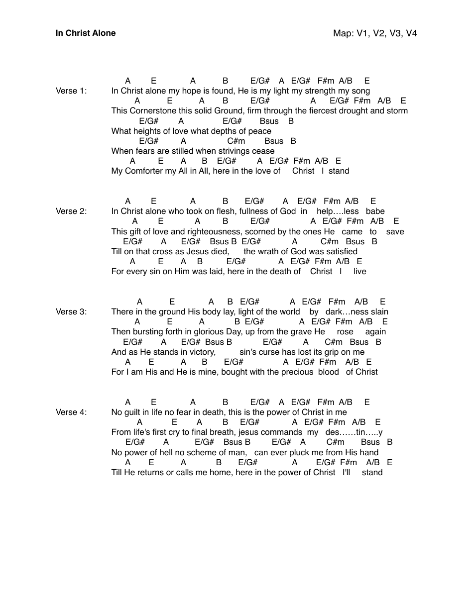 In Christ Alone Chords and Lyrics Sheet Music