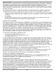 Formulario SS-5-SP Solicitud Para Una Tarjeta De Seguro Social (Spanish), Page 2