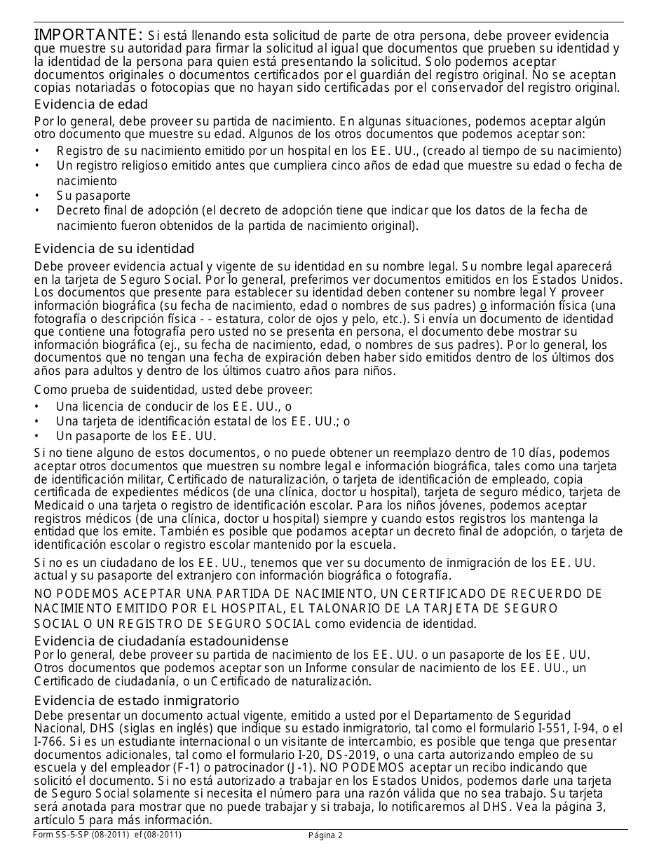 Formulario Ss 5 Sp Fill Out Sign Online And Download Printable Pdf Spanish Templateroller 7763