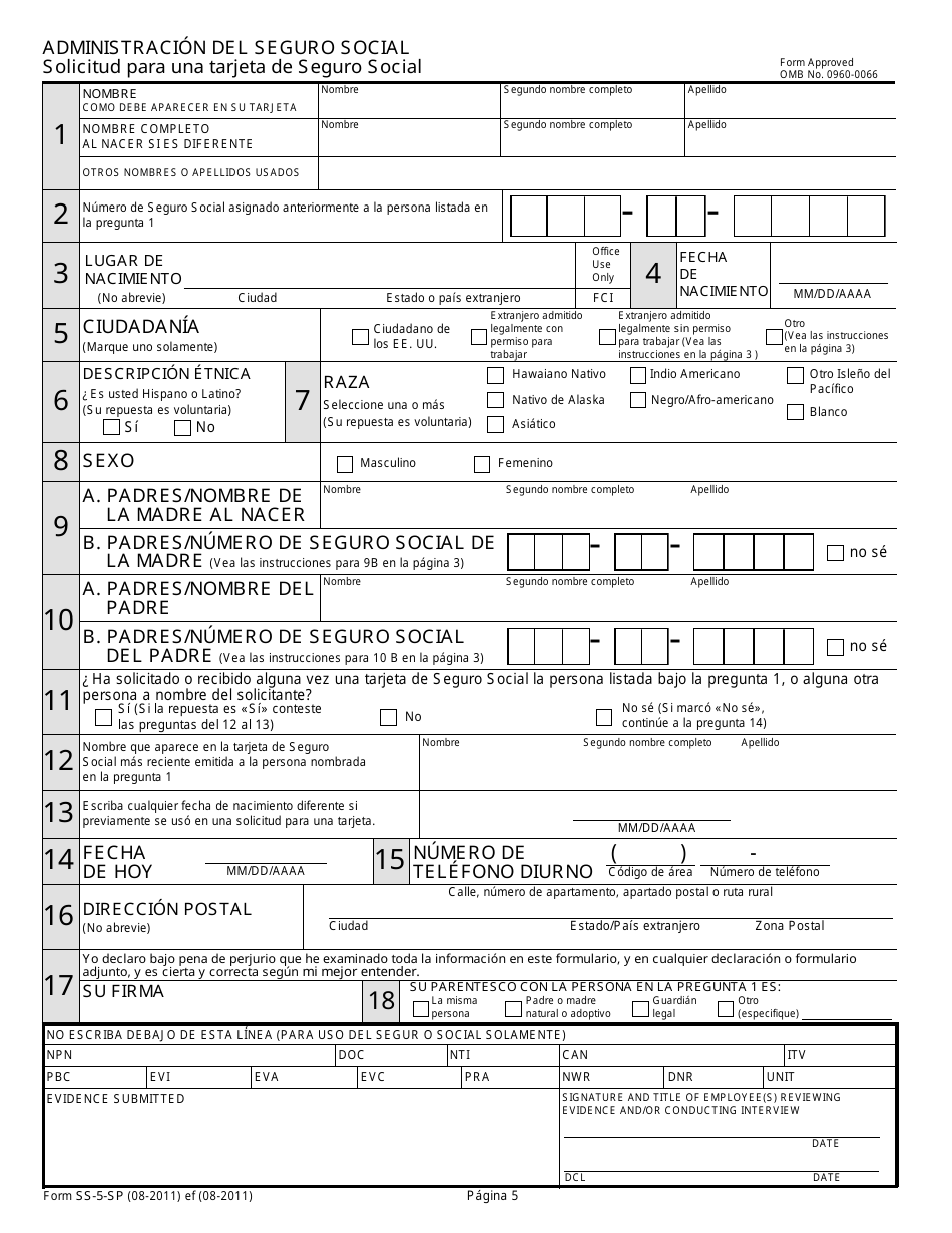 Formulario Ss 5 Sp Fill Out Sign Online And Download Printable Pdf Spanish Templateroller 6068