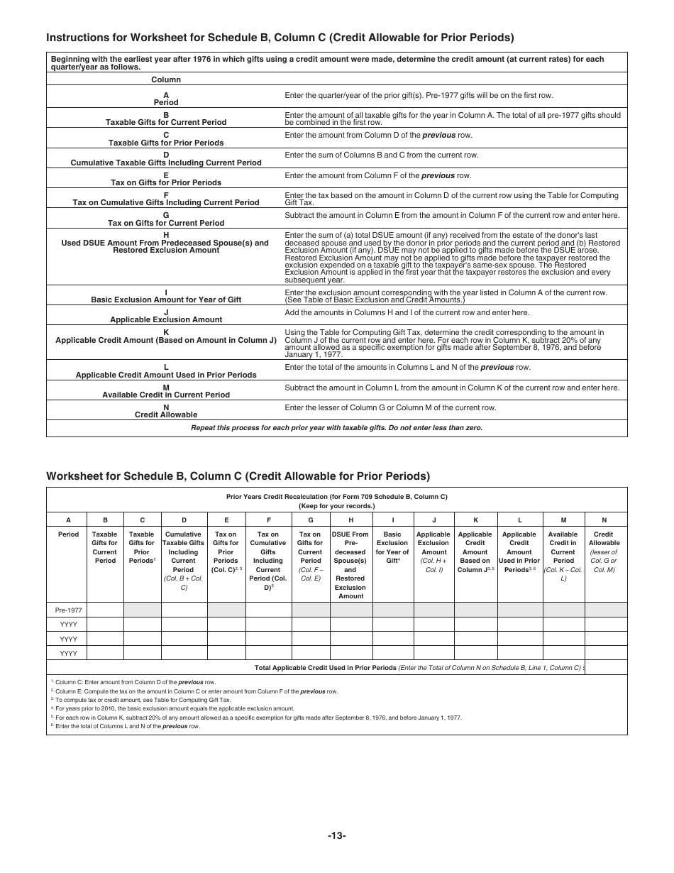 Instructions for IRS Form 709 United States Gift (And Generation-Skipping Transfer) Tax Return, Page 13
