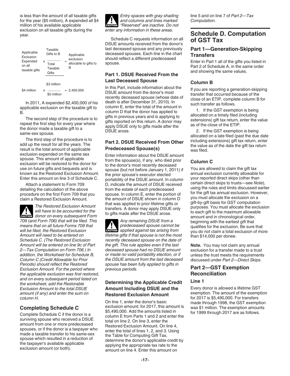 Instructions for IRS Form 709 United States Gift (And Generation-Skipping Transfer) Tax Return, Page 17
