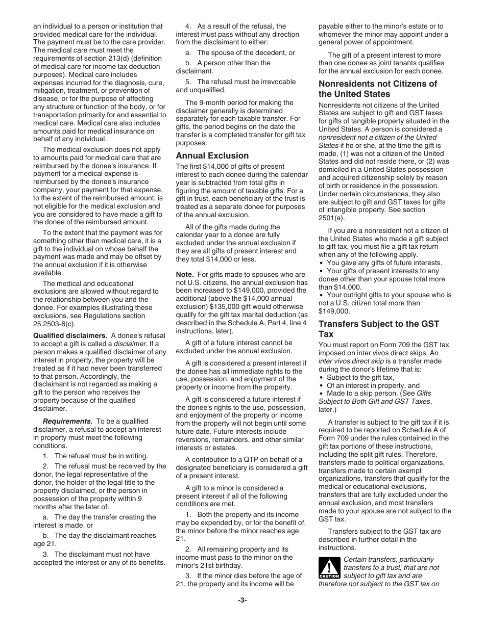 Instructions for IRS Form 709 United States Gift (And Generation-Skipping Transfer) Tax Return, Page 3