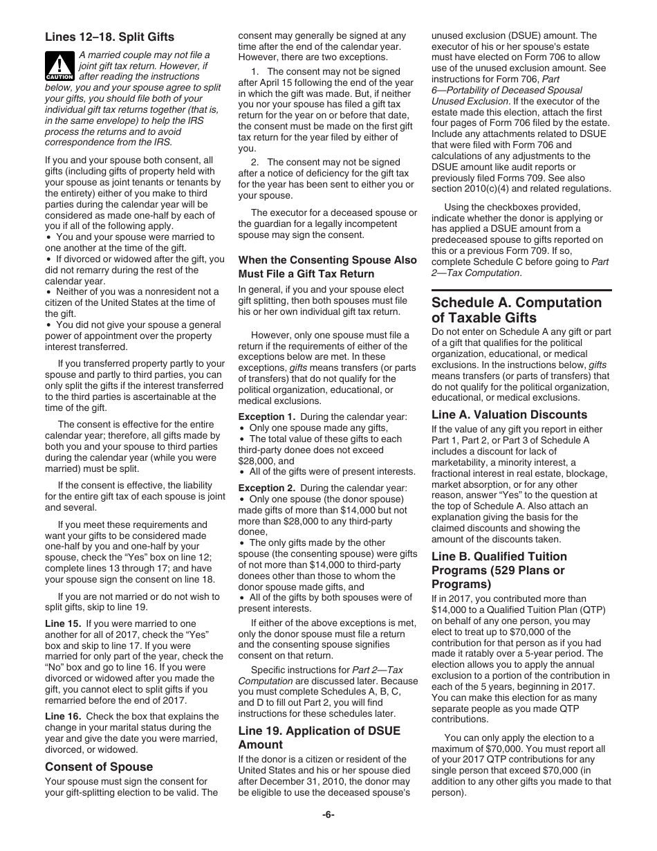 Instructions for IRS Form 709 United States Gift (And Generation-Skipping Transfer) Tax Return, Page 6
