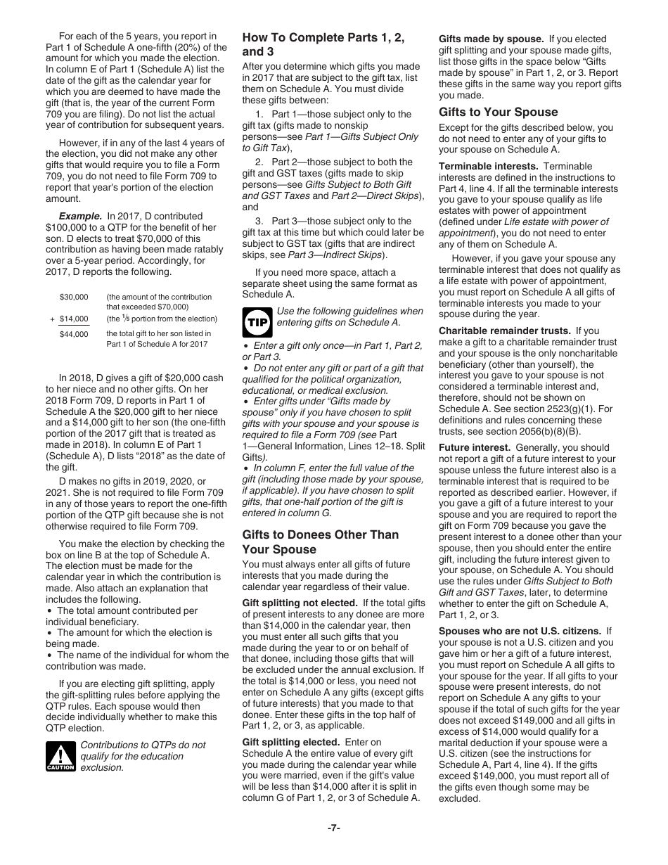 Instructions for IRS Form 709 United States Gift (And Generation-Skipping Transfer) Tax Return, Page 7