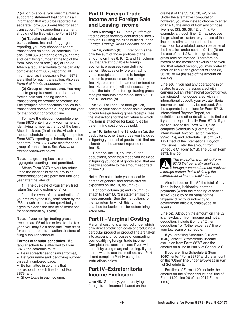 Instructions for IRS Form 8873 Extraterritorial Income Exclusion, Page 4