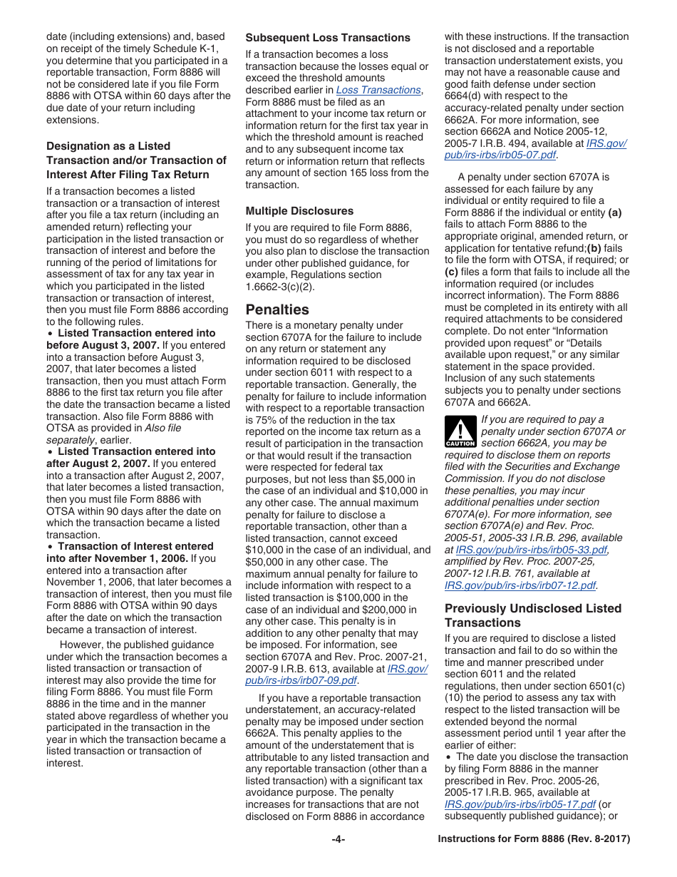 Instructions for IRS Form 8886 Reportable Transaction Disclosure Statement, Page 4