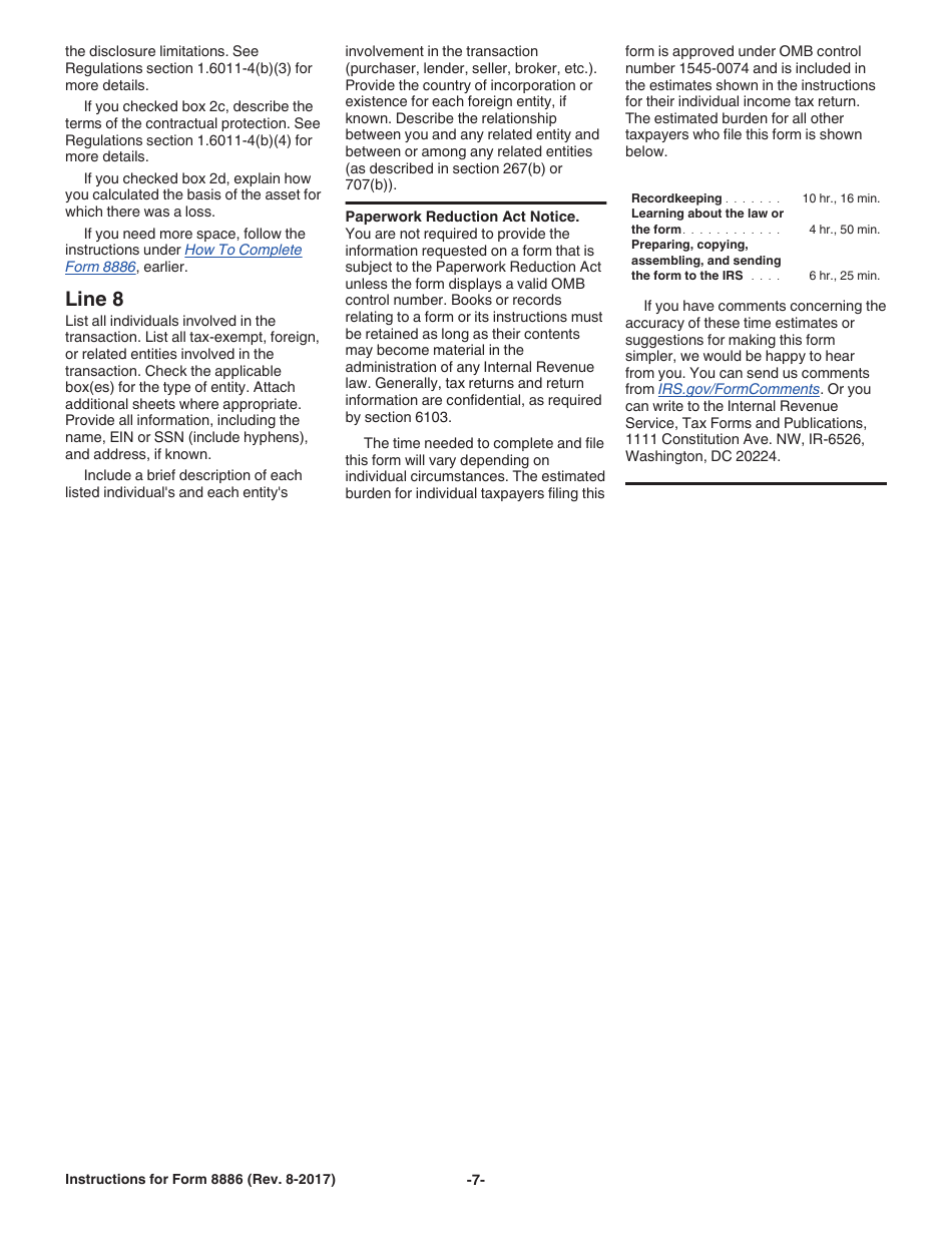 Instructions for IRS Form 8886 Reportable Transaction Disclosure Statement, Page 7