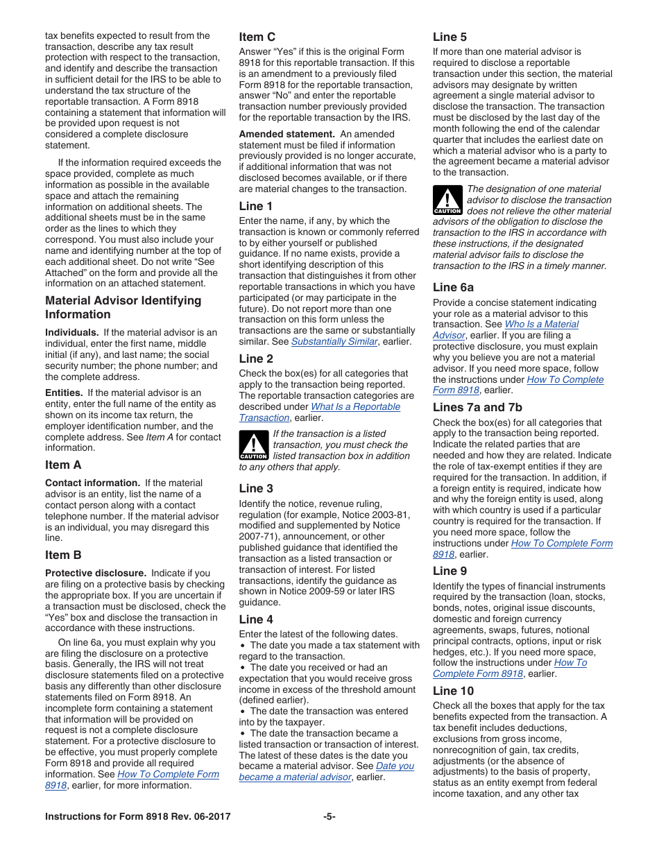Instructions for IRS Form 8918 Material Advisor Disclosure Statement, Page 5