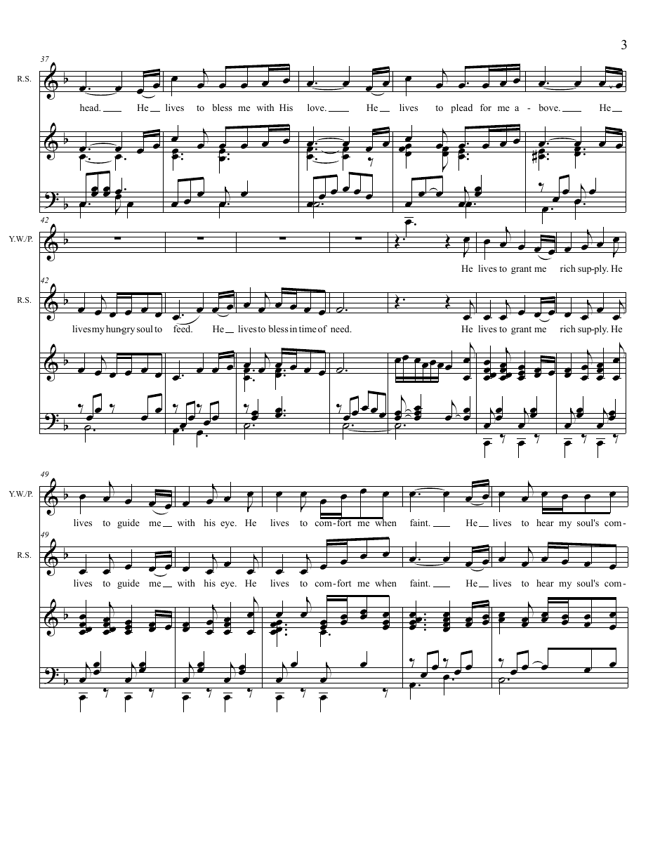 Samuel Medley - I Know That My Savior Loves Me and I Know That My Redeemer Lives Piano Sheet Music, Page 3