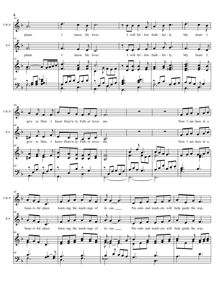 Samuel Medley - I Know That My Savior Loves Me and I Know That My Redeemer Lives Piano Sheet Music, Page 4