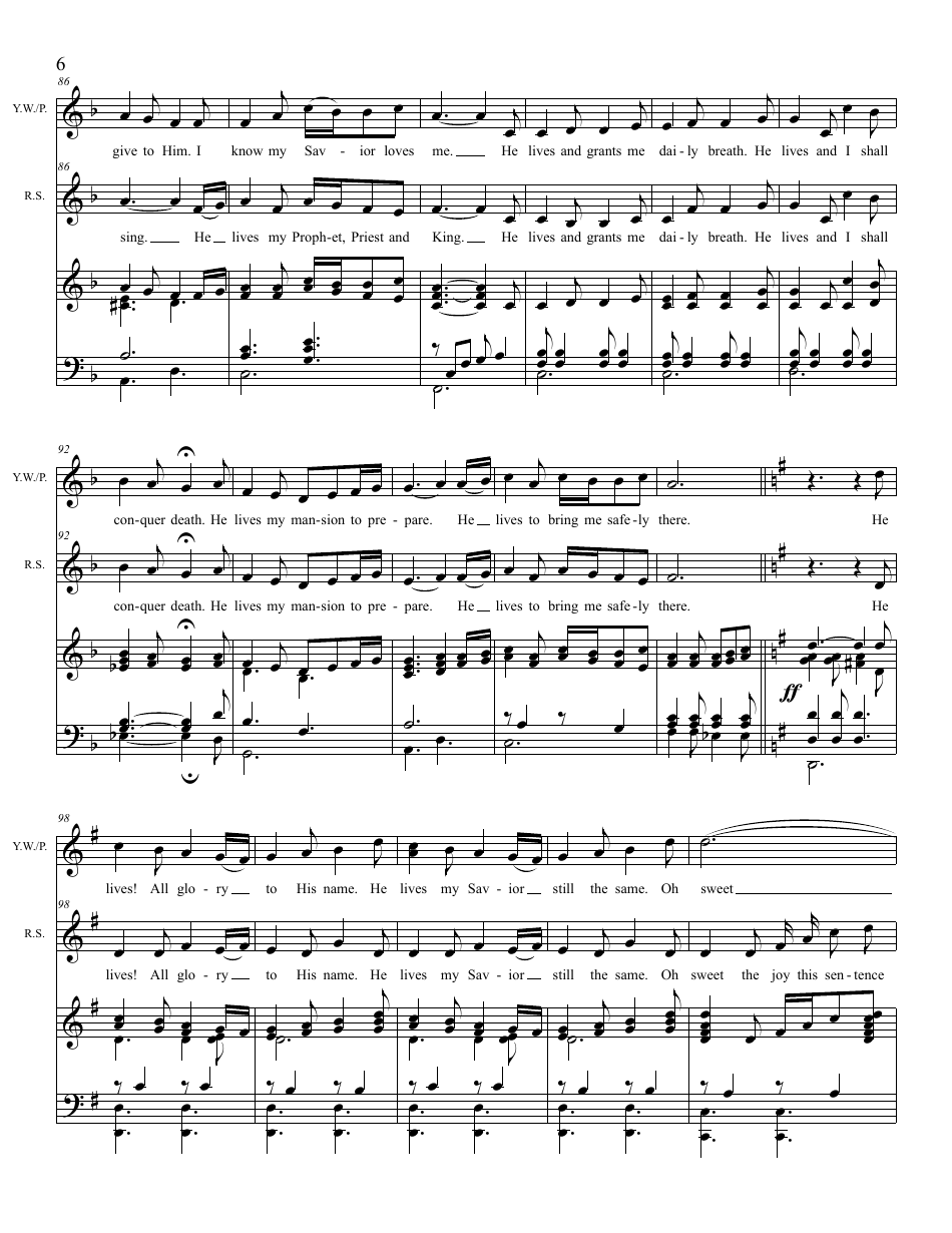 Samuel Medley - I Know That My Savior Loves Me and I Know That My Redeemer Lives Piano Sheet Music, Page 6