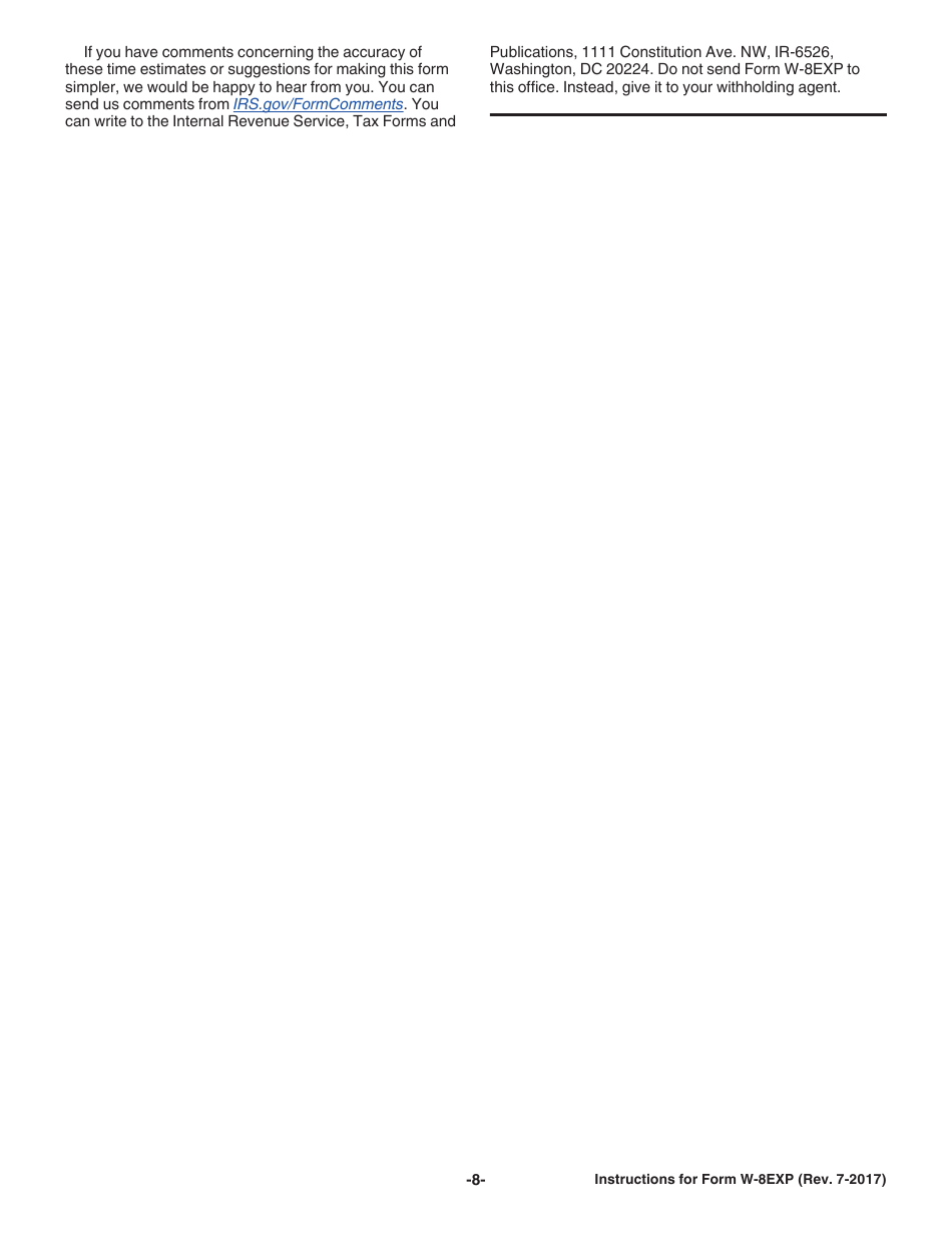 Instructions for IRS Form W-8EXP Certificate of Foreign Government or Other Foreign Organization for United States Tax Withholding and Reporting, Page 8