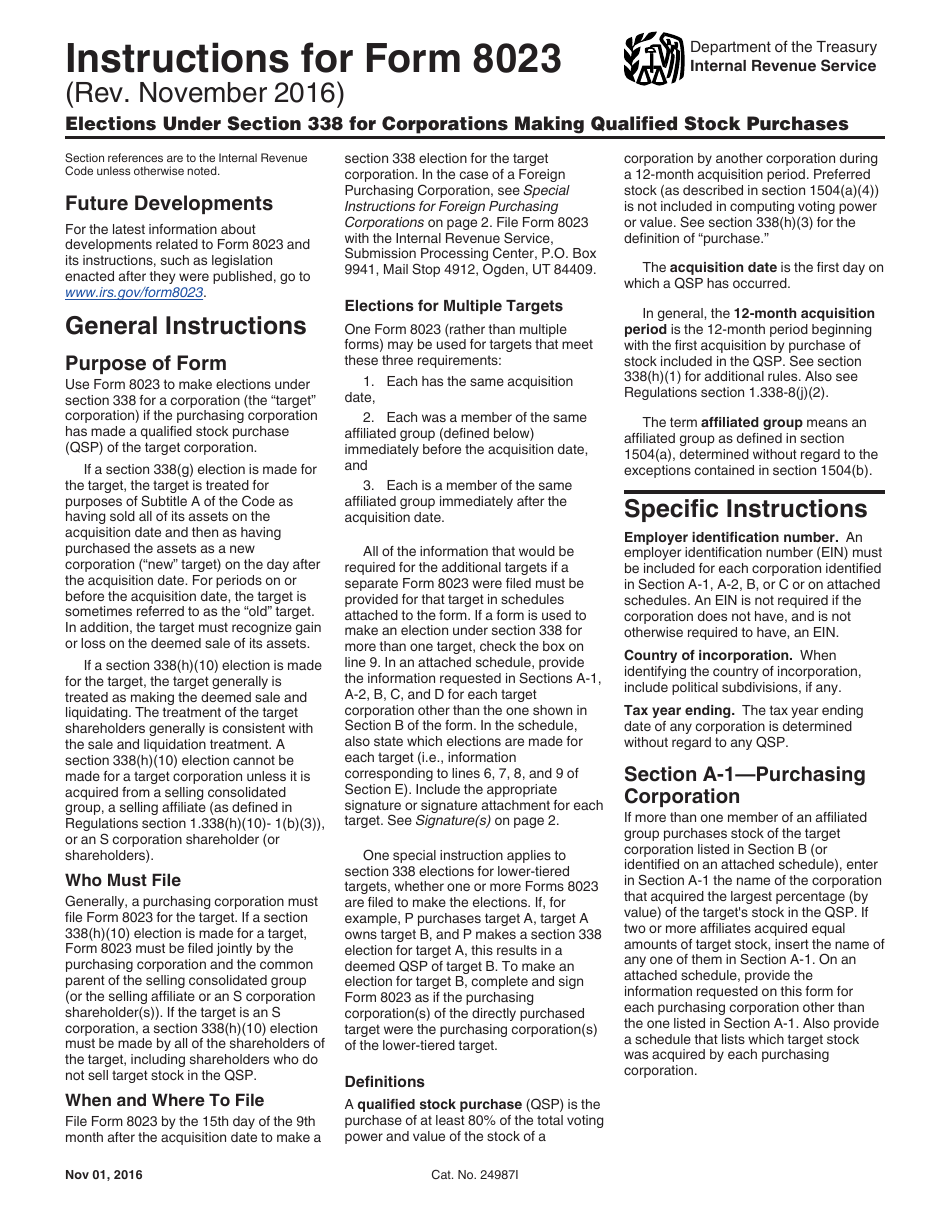 Instructions for IRS Form 8023 Elections Under Section 338 for Corporations Making Qualified Stock Purchases, Page 2