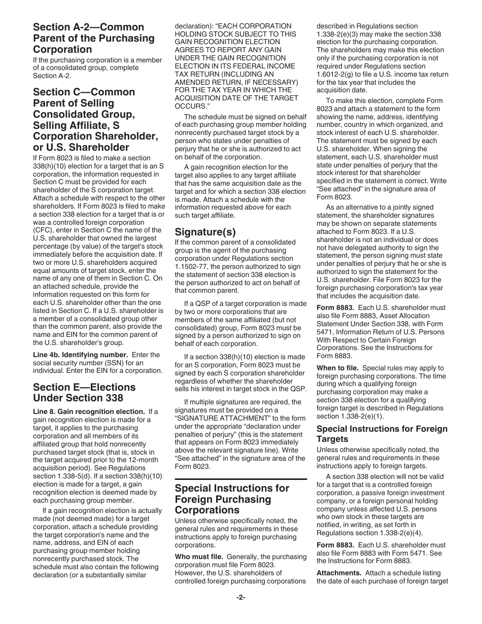 Instructions for IRS Form 8023 Elections Under Section 338 for Corporations Making Qualified Stock Purchases, Page 3
