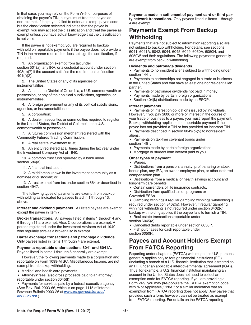 Instructions for IRS Form W-9 Request for Taxpayer Identification Number and Certification, Page 3