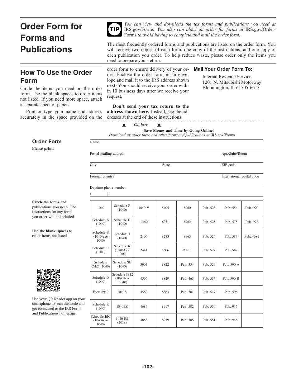 Instructions for IRS Form 1040 U.S. Individual Income Tax Return, Page 102