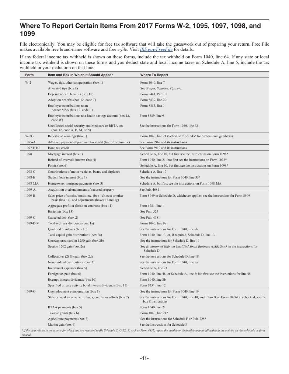 Instructions for IRS Form 1040 U.S. Individual Income Tax Return, Page 11