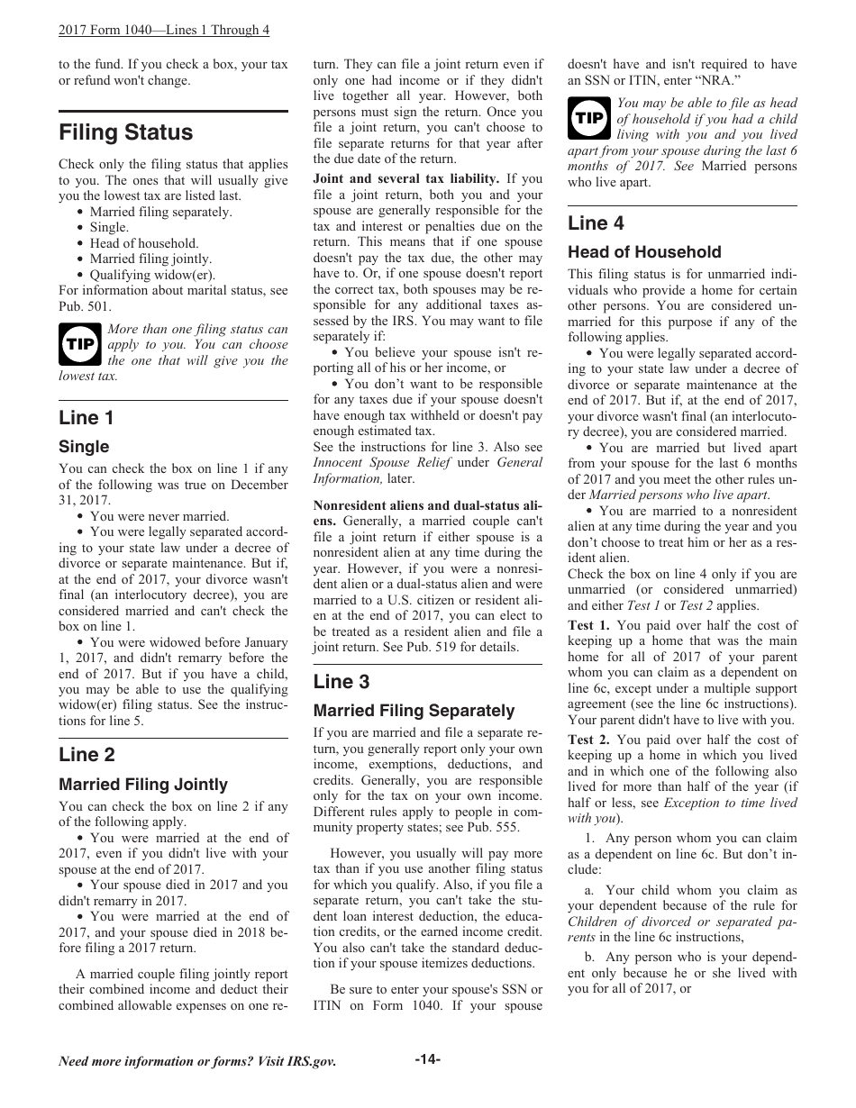 Instructions for IRS Form 1040 U.S. Individual Income Tax Return, Page 14