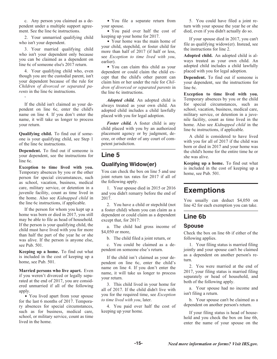 Instructions for IRS Form 1040 U.S. Individual Income Tax Return, Page 15