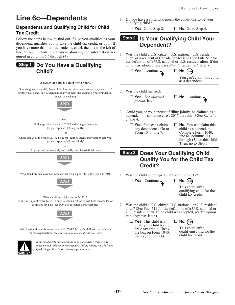Instructions for IRS Form 1040 U.S. Individual Income Tax Return, Page 17