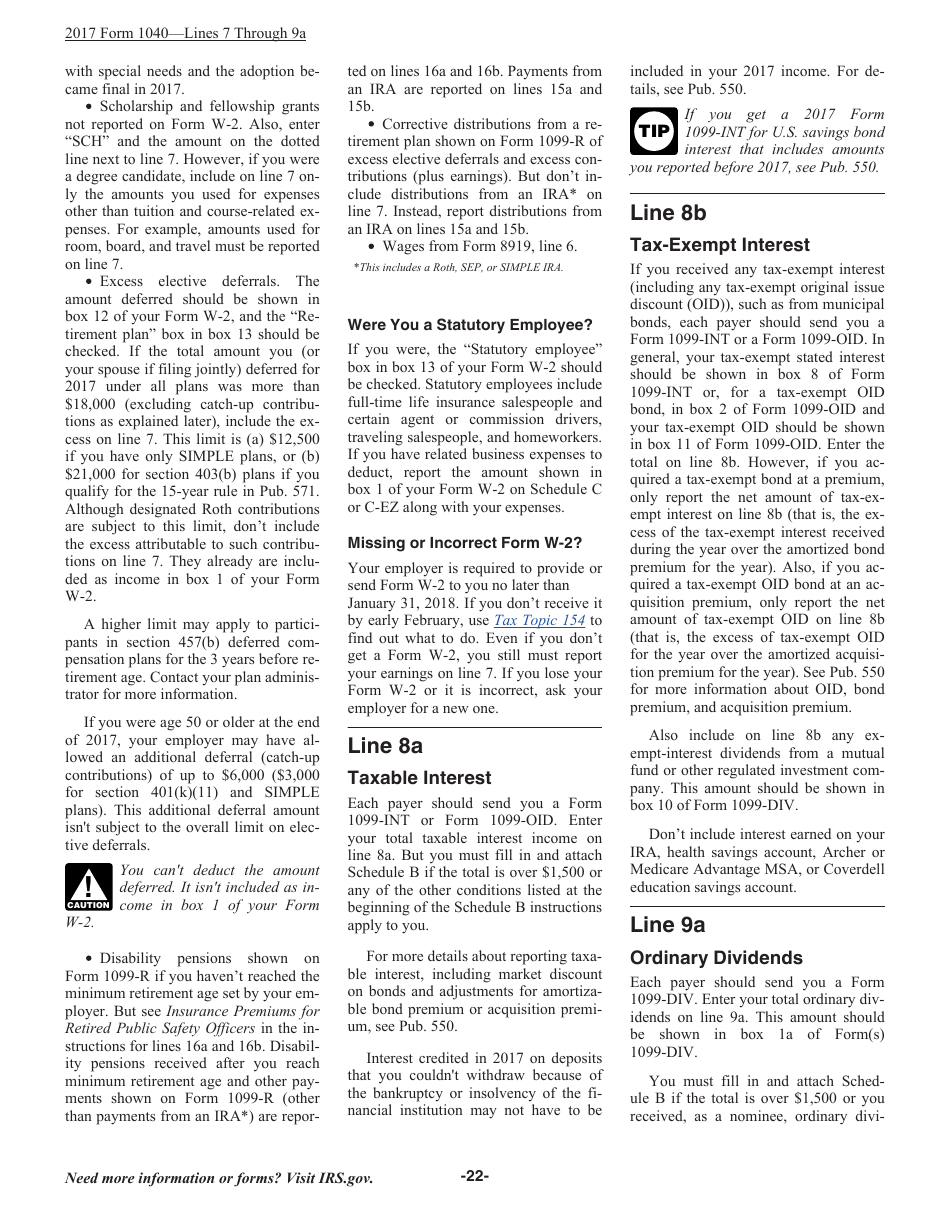 Instructions for IRS Form 1040 U.S. Individual Income Tax Return, Page 22