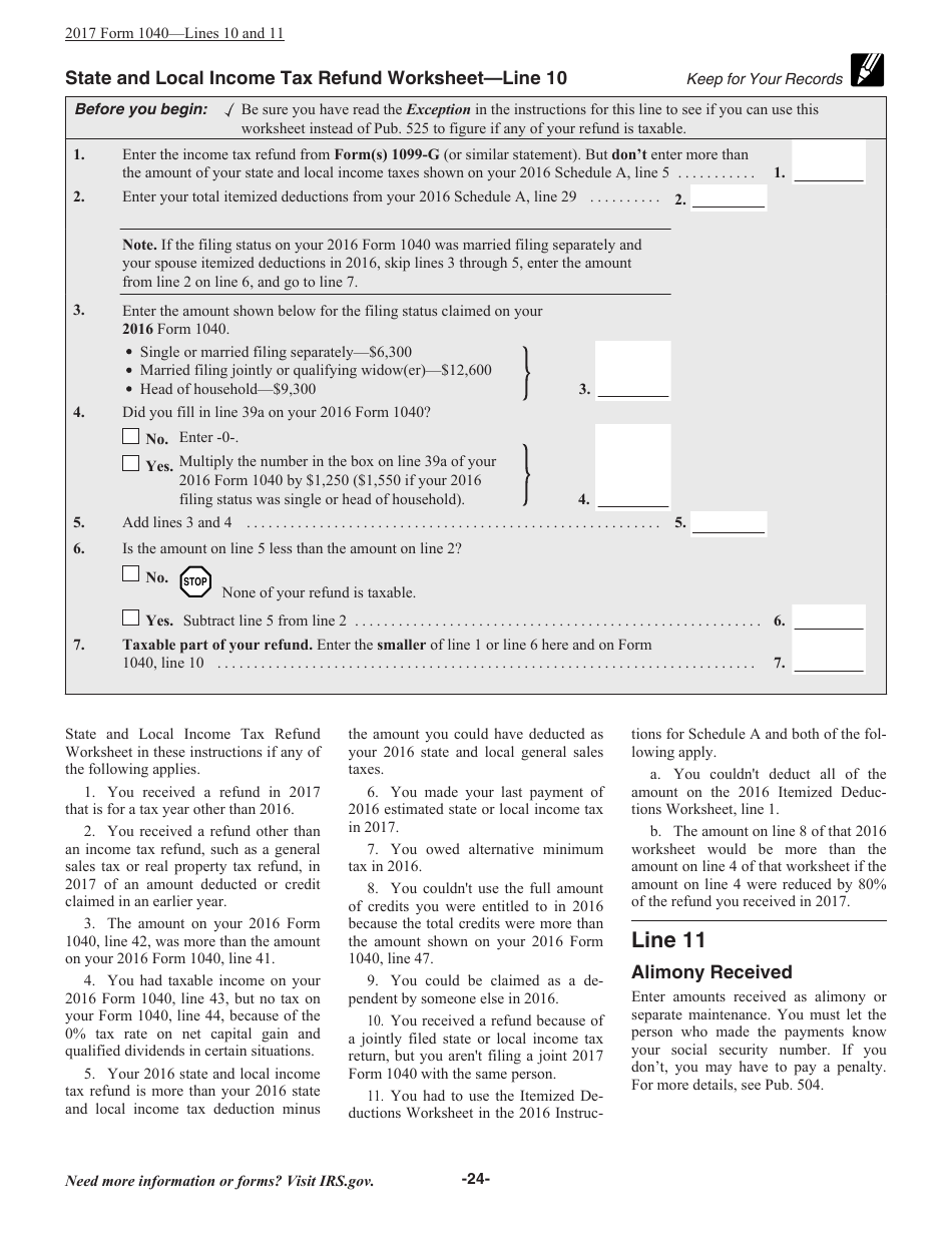 Instructions for IRS Form 1040 U.S. Individual Income Tax Return, Page 24