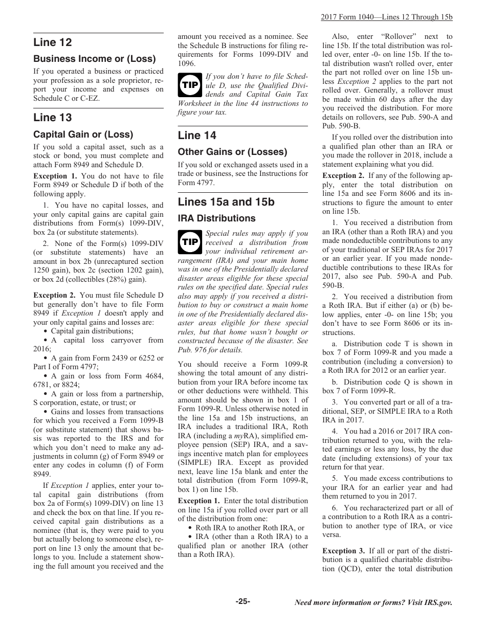 Instructions for IRS Form 1040 U.S. Individual Income Tax Return, Page 25