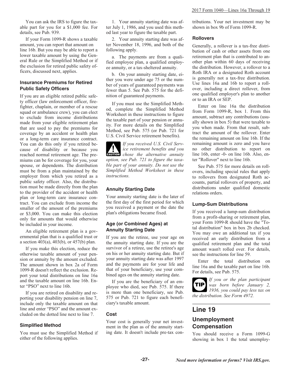 Instructions for IRS Form 1040 U.S. Individual Income Tax Return, Page 27