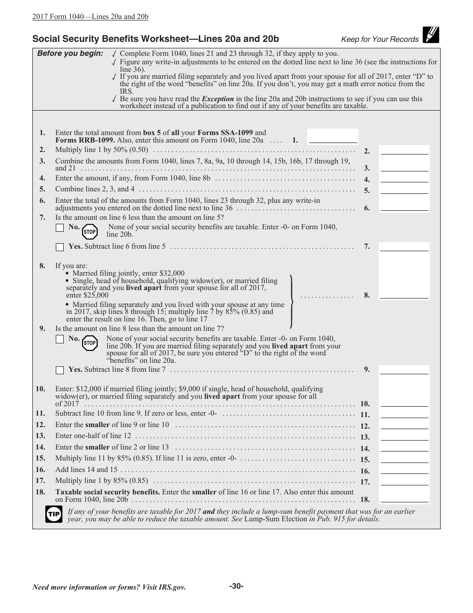 Instructions for IRS Form 1040 U.S. Individual Income Tax Return, Page 30