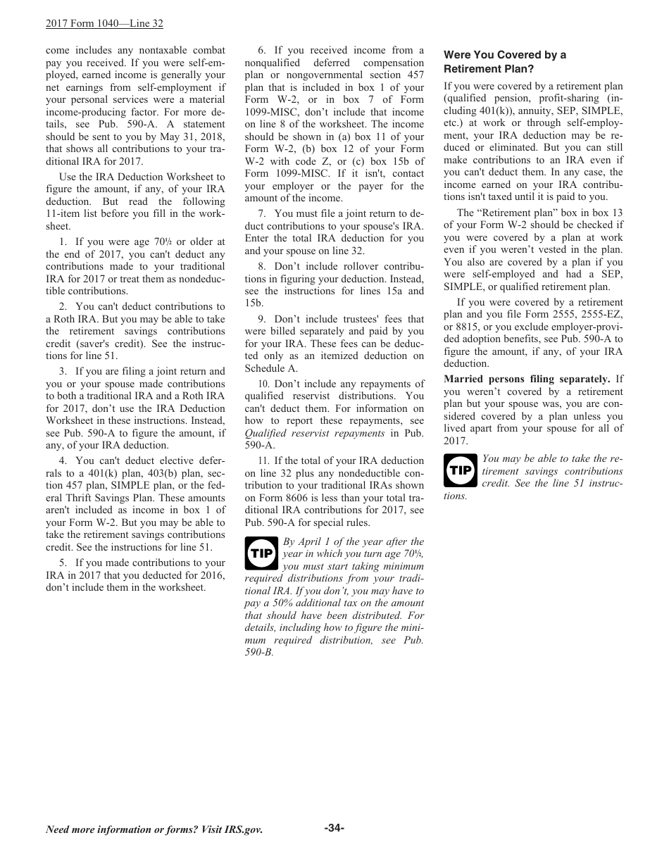 Instructions for IRS Form 1040 U.S. Individual Income Tax Return, Page 34