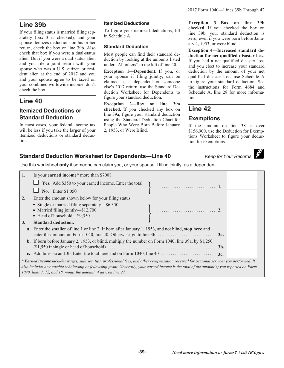 Instructions for IRS Form 1040 U.S. Individual Income Tax Return, Page 39