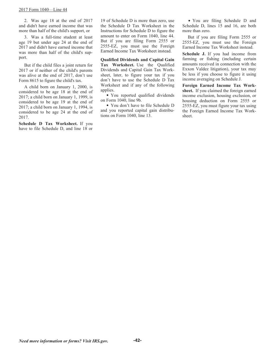 Instructions for IRS Form 1040 U.S. Individual Income Tax Return, Page 42