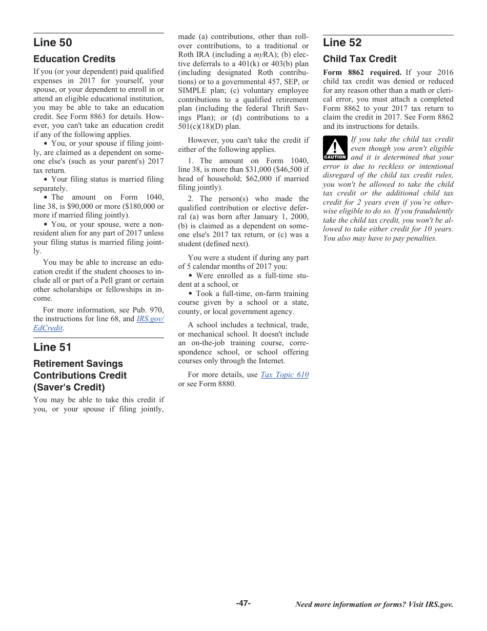 Instructions for IRS Form 1040 U.S. Individual Income Tax Return, Page 47