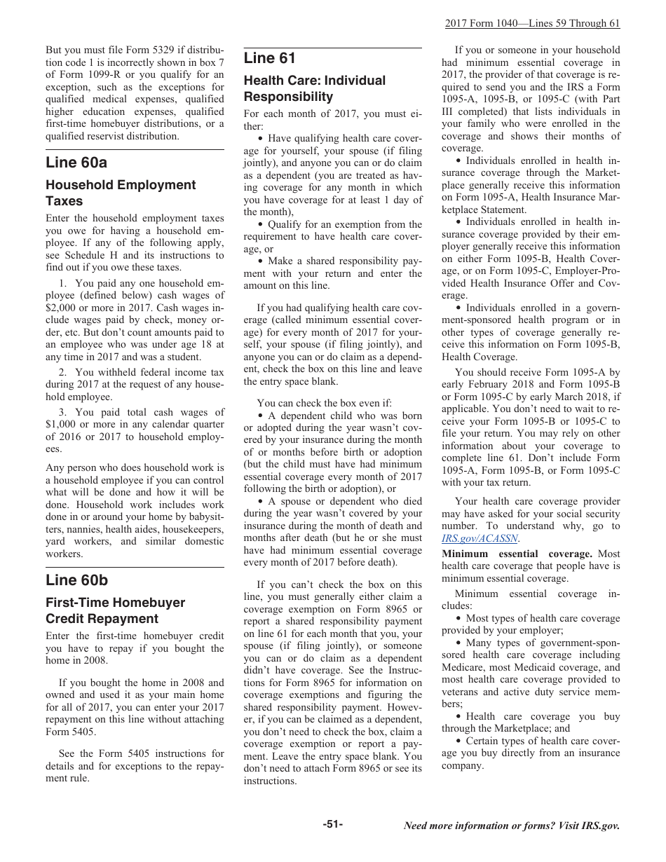 Instructions for IRS Form 1040 U.S. Individual Income Tax Return, Page 51