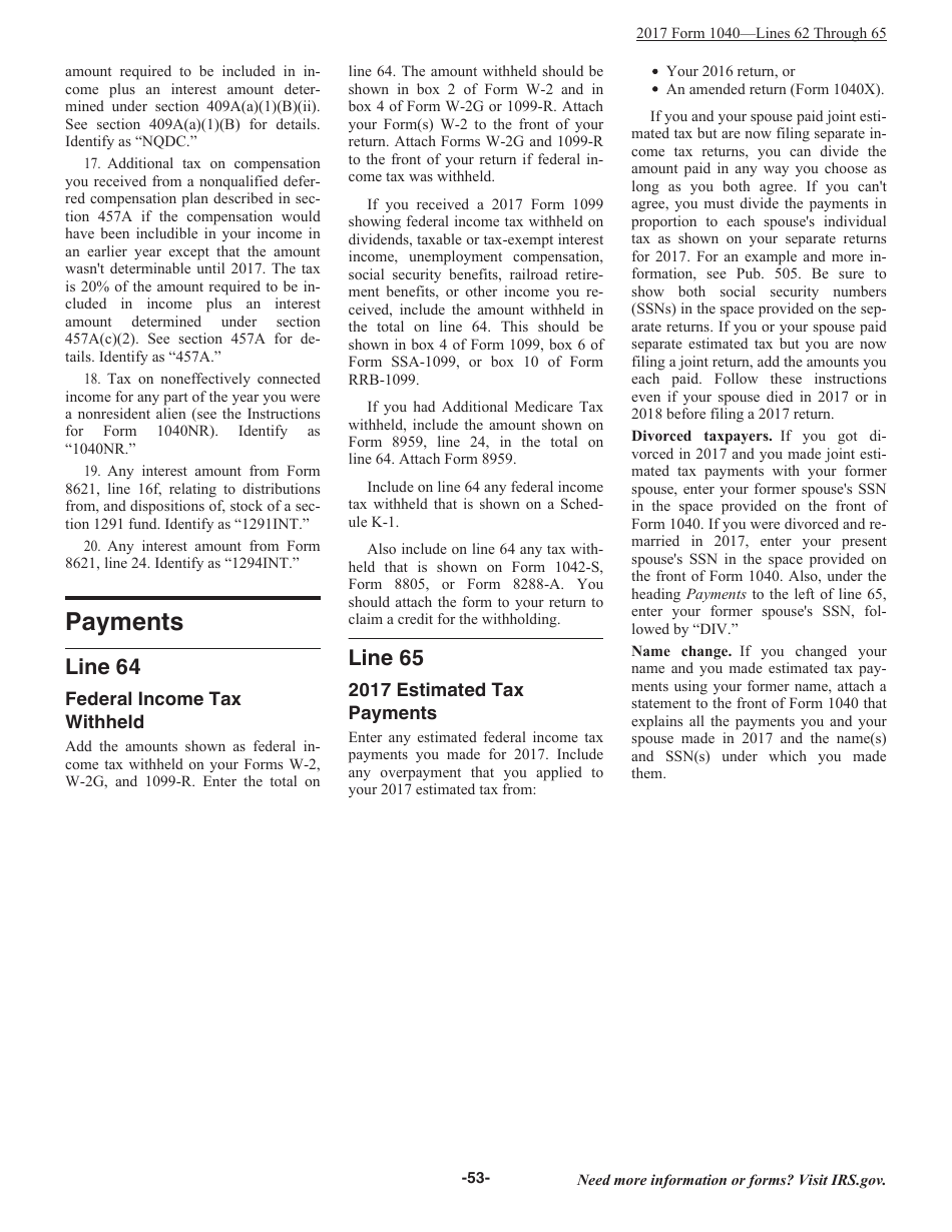 Instructions for IRS Form 1040 U.S. Individual Income Tax Return, Page 53