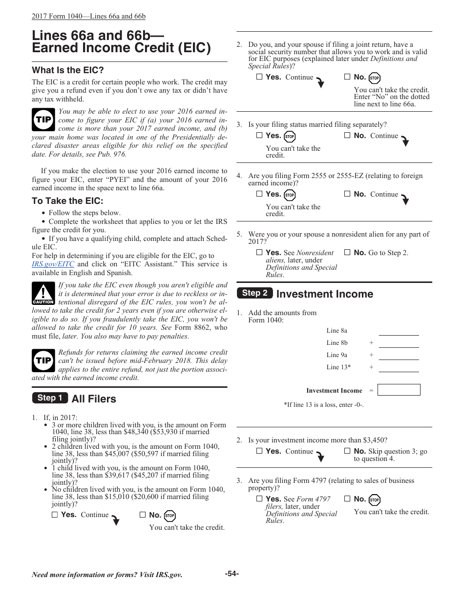 Instructions for IRS Form 1040 U.S. Individual Income Tax Return, Page 54