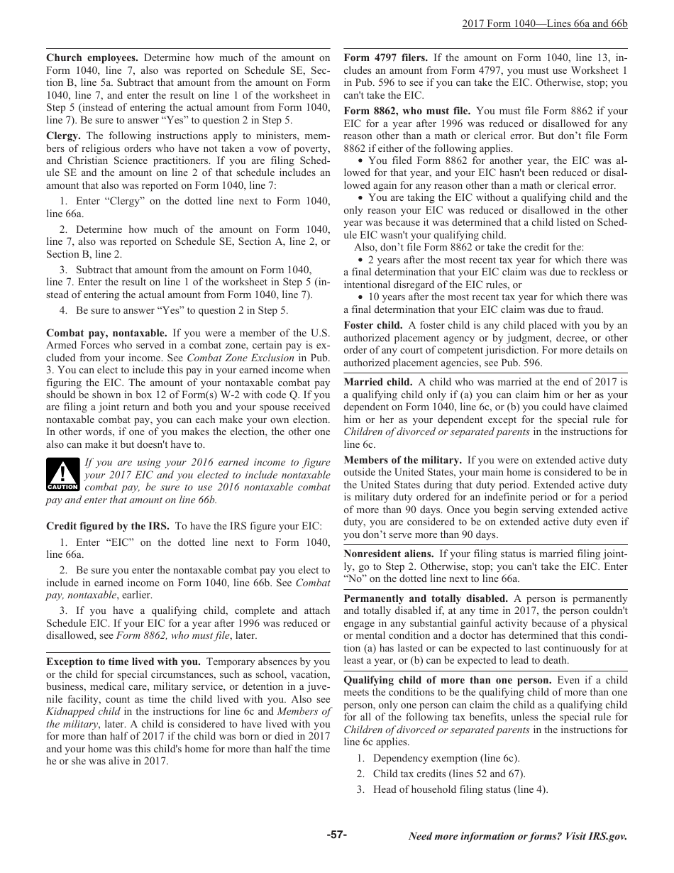 Instructions for IRS Form 1040 U.S. Individual Income Tax Return, Page 57