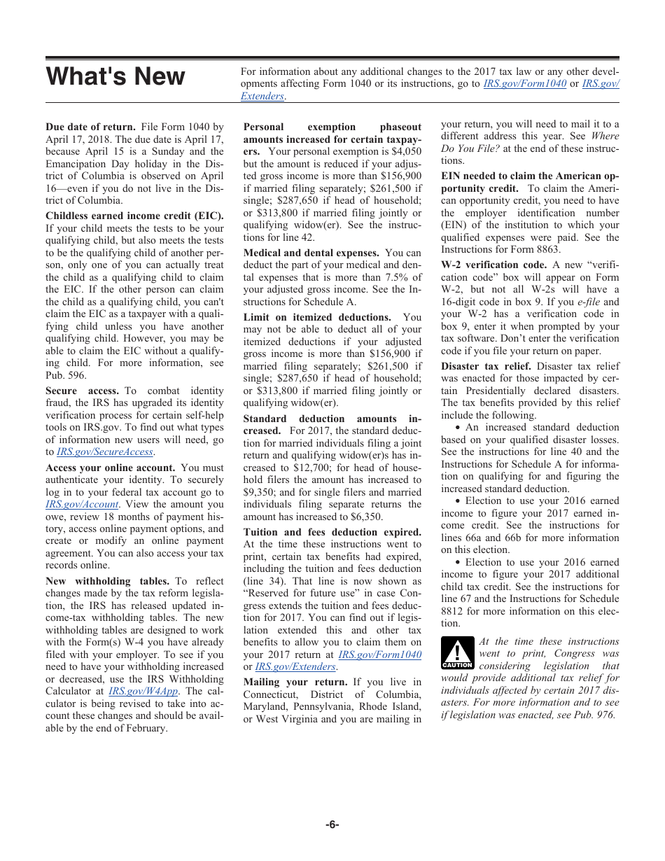 Instructions for IRS Form 1040 U.S. Individual Income Tax Return, Page 6