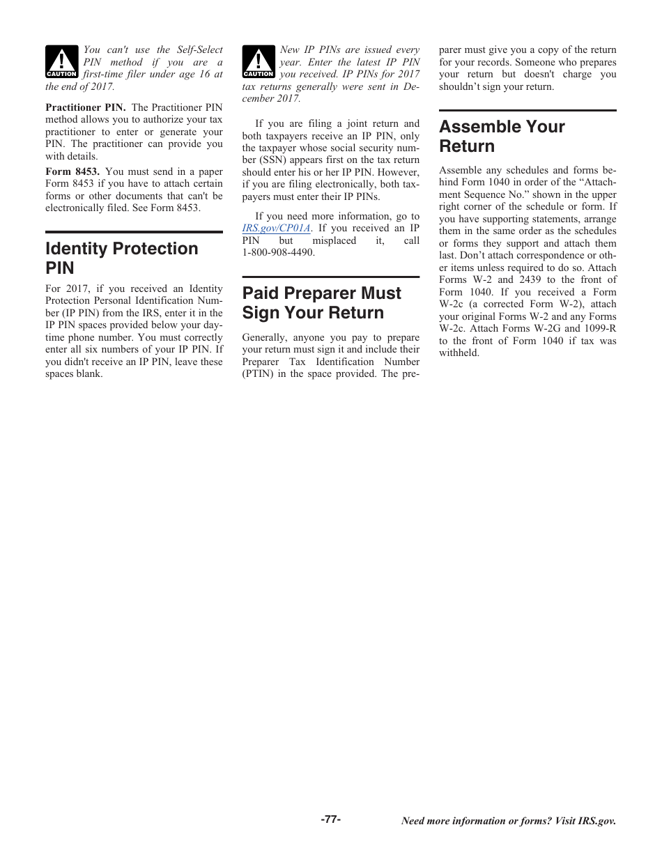 Instructions for IRS Form 1040 U.S. Individual Income Tax Return, Page 77