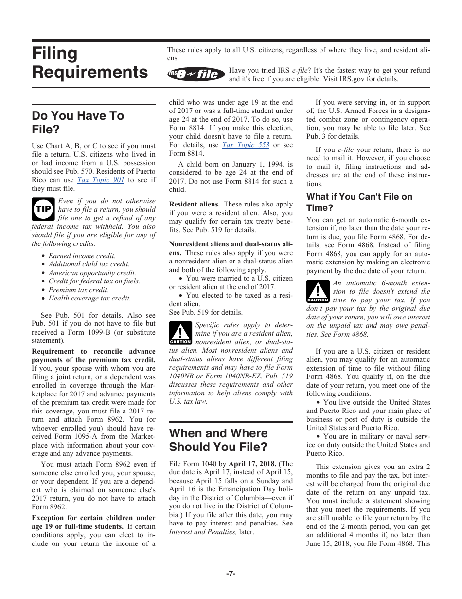 Instructions for IRS Form 1040 U.S. Individual Income Tax Return, Page 7