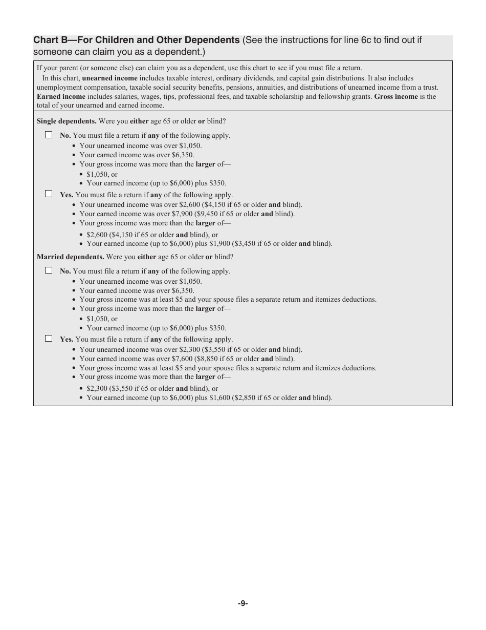 Instructions for IRS Form 1040 U.S. Individual Income Tax Return, Page 9