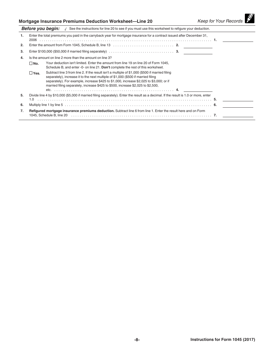 Instructions for IRS Form 1045 Application for Tentative Refund, Page 8