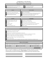 Final Road Skills Evaluation Form - Virginia, Page 2