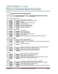 Driver Evaluation Road Test Form - Goucher College