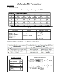 Document preview: Mathematics Formula Sheet