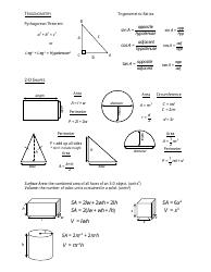 Mathematics Formula Sheet, Page 2
